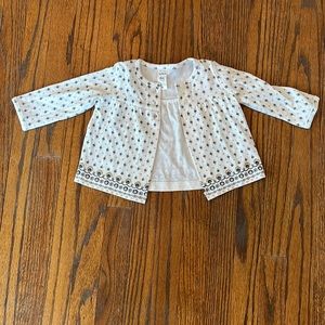 Carter’s 6 month spring cardigan - white, black and brown